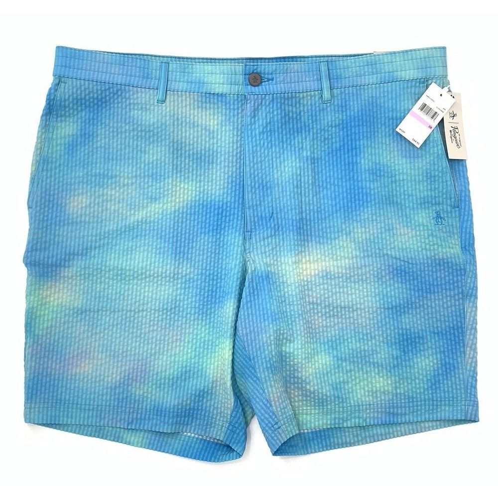 Original Penguin 4 Way Stretch Blue Tie Dye Men's Athletic/Golf Shorts Size‎ 38W